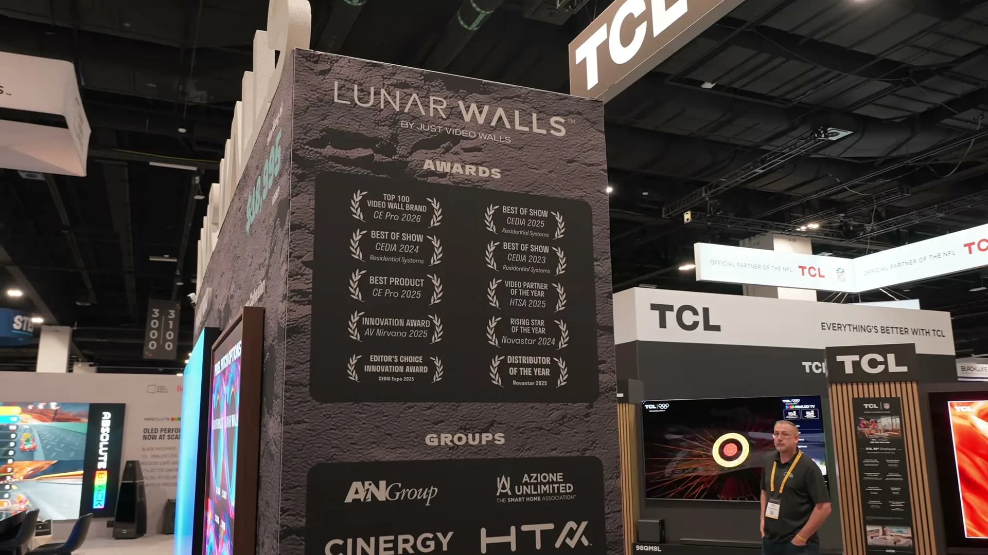 Lunar Walls by Just Video Walls awards pillar at CEDIA Expo 2026
