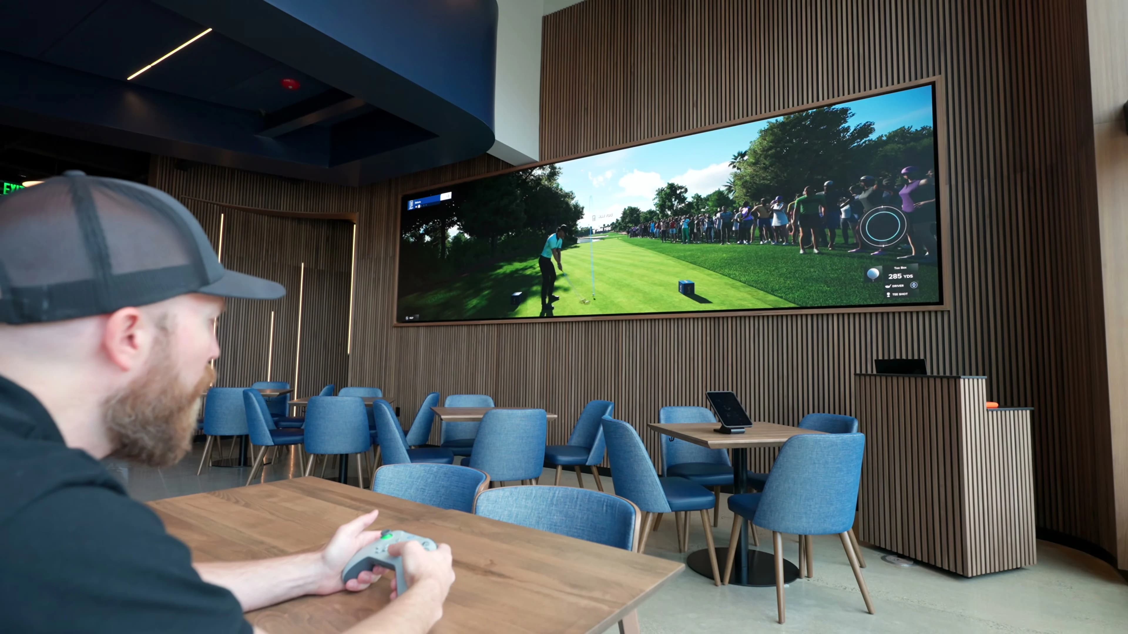 Detail of the wide MicroLED image in the clubhouse