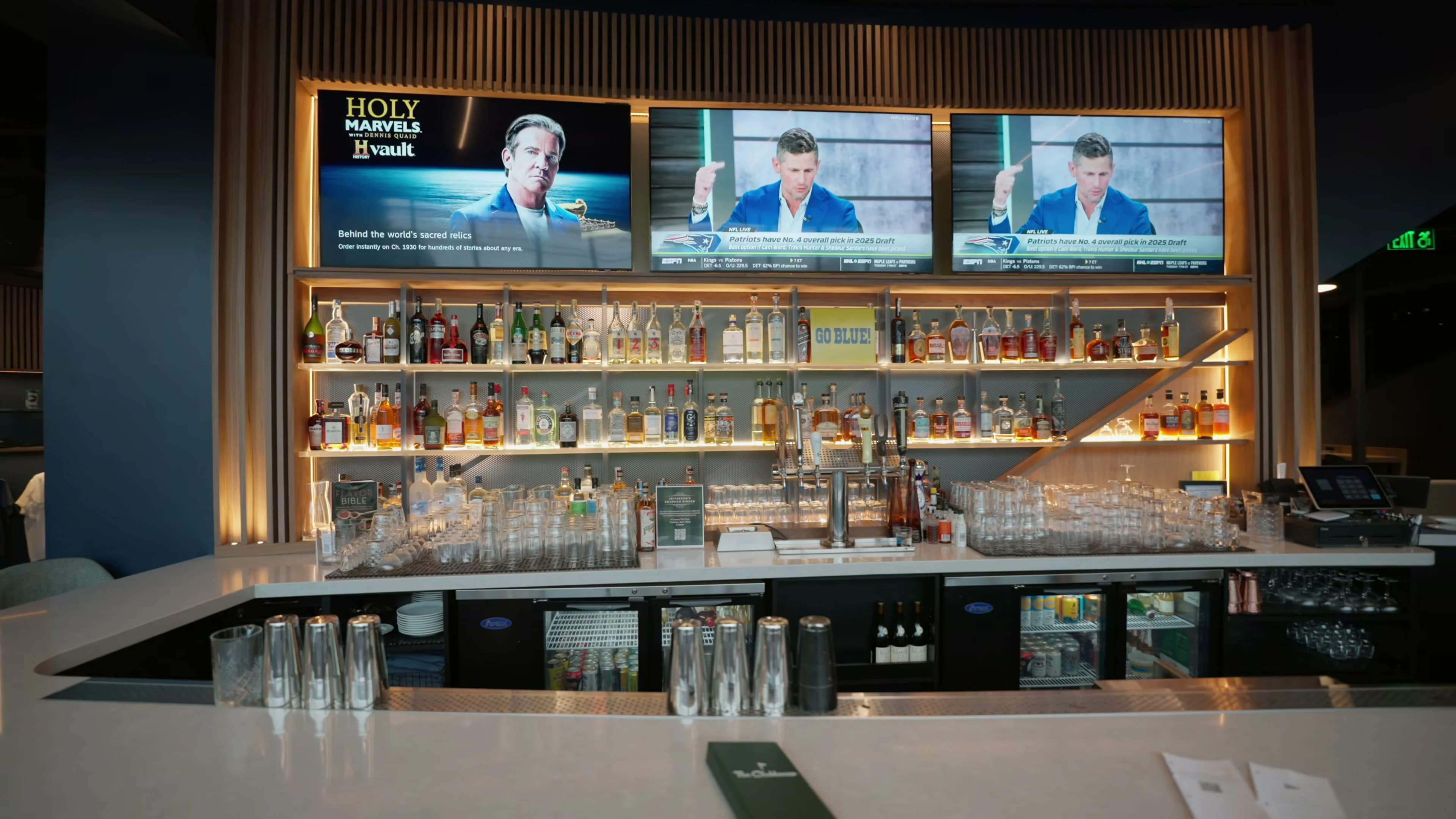 Establishing view of the Westport clubhouse MicroLED room