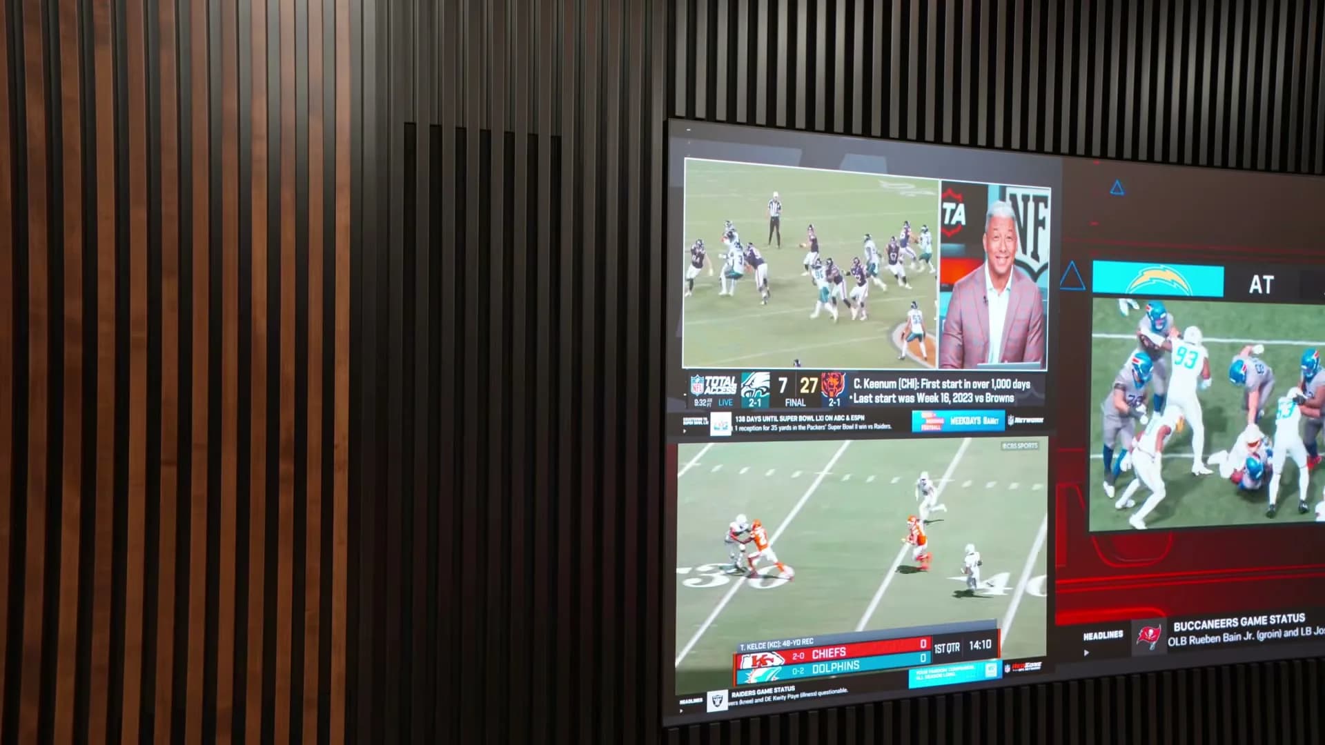 Ultrawide MicroLED in multiview sports layout inside Milow’s lounge theater