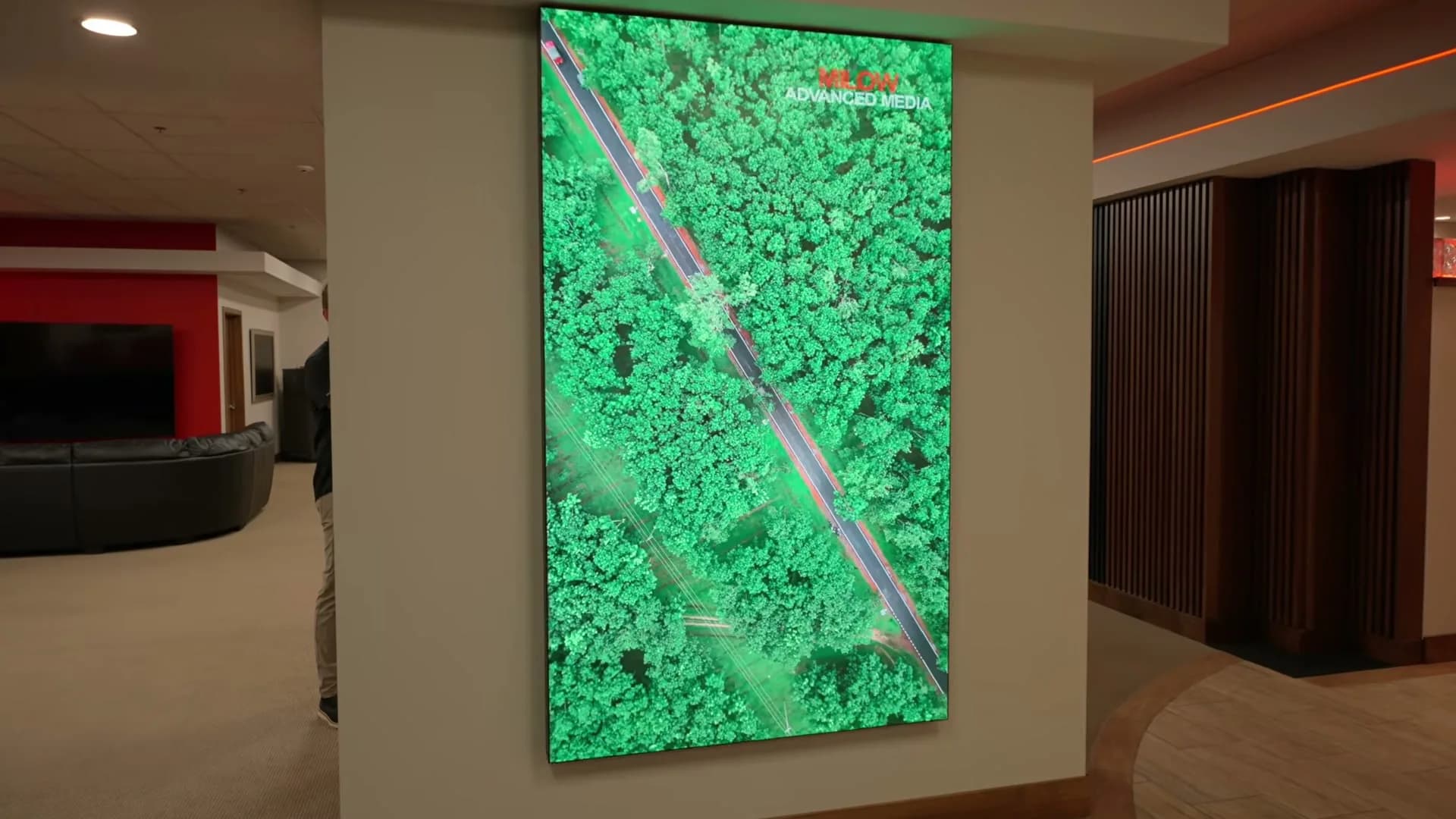 Portrait Just Video Walls MicroLED on a showroom column at Milow Advanced Media