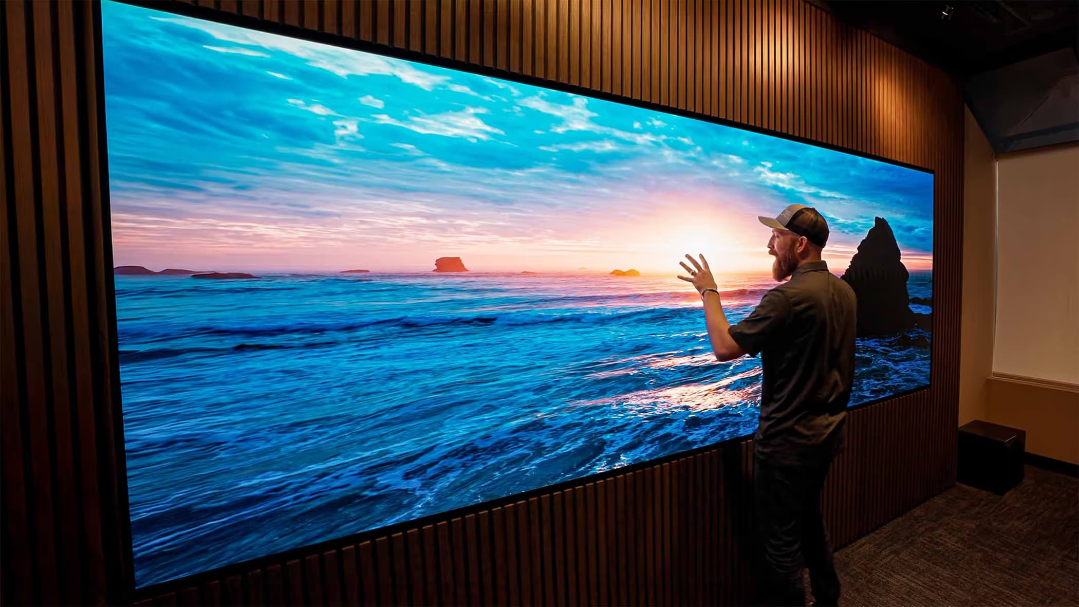 An Autograph MicroLED wall in a living room