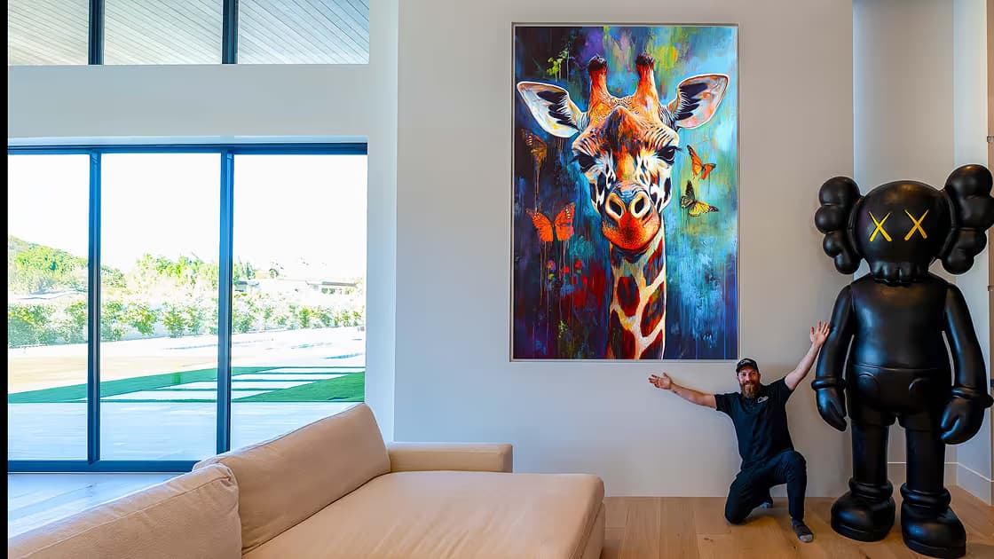 A portrait MicroLED wall integrated into a residence