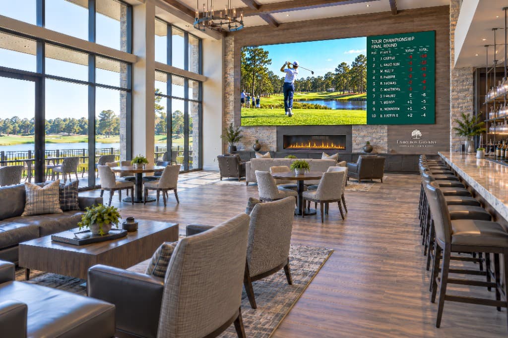 A JVW Pro MicroLED wall in a clubhouse