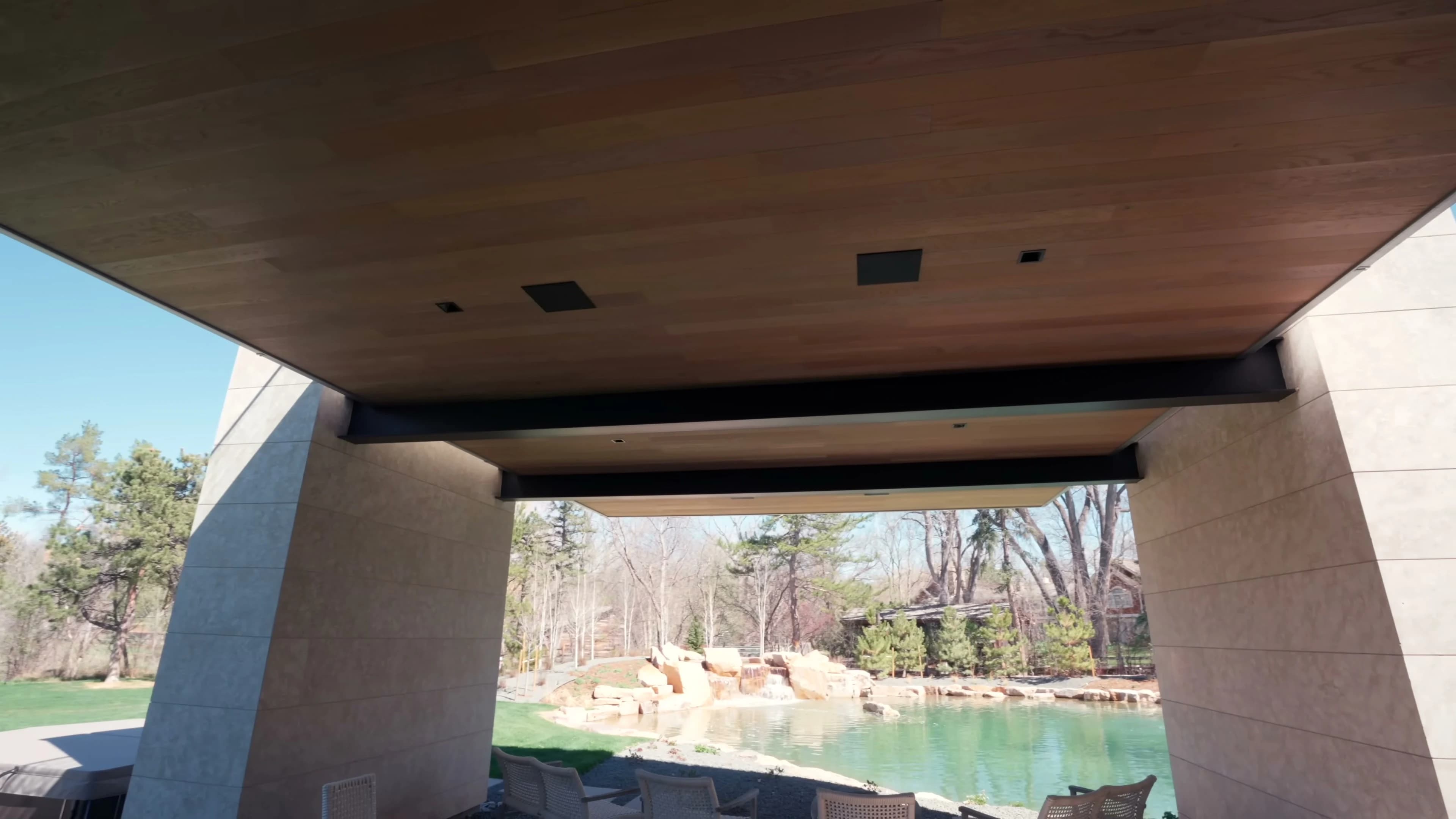 Close detail of the MicroLED media room and seating