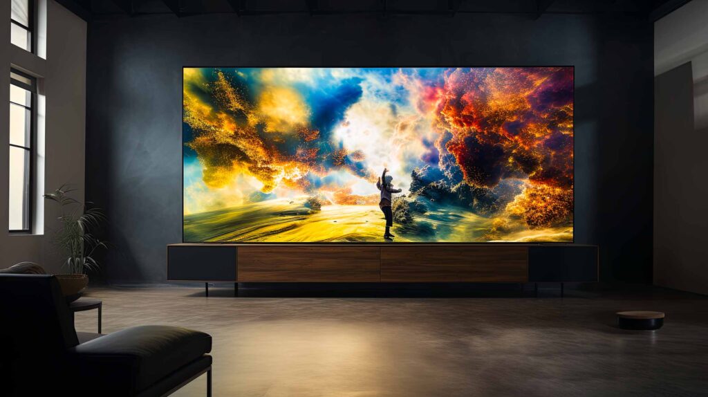 a large widescreen microled high brightness living room